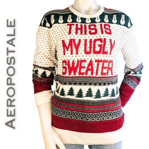Aeropostale Womens This Is My Ugly Sweater Medium Christmas Holiday 100% Cotton